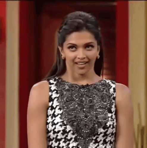 Woman in Black and White Dress Funny Face