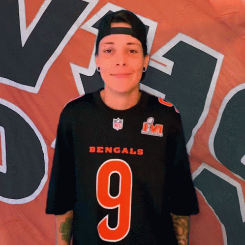Woman In Black Bengals Jersey Number 9 GIF