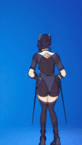Woman in Black Bodysuit Standing With Sword
