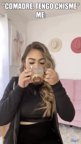 Woman In Black Coordinate Sipping Tea GIF