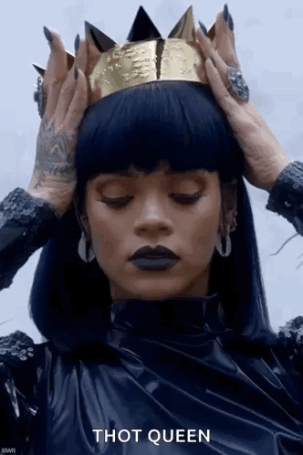 Woman In Black Dress And Gold Crown GIF