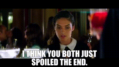 Woman In Black Dress And White Collar Says I Think You Both Just Spoiled The End GIF