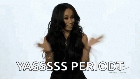Woman in Black Dress Dancing Yassss Periodt