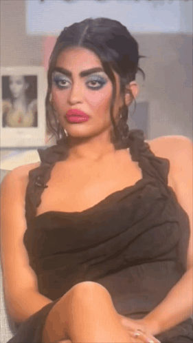 Woman In Black Dress Funny Face GIF