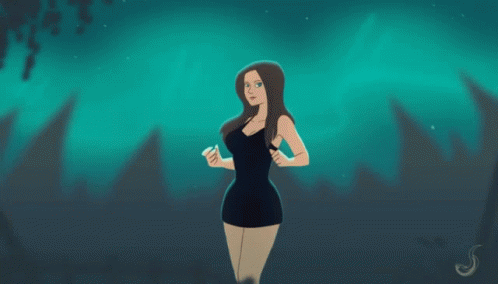 Woman In Black Dress Holding Something GIF