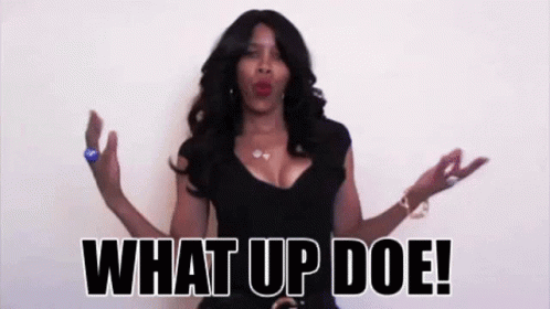 Woman in Black Dress Making Funny Face Saying What Up Doe