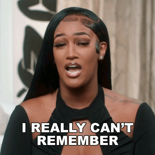 Woman In Black Dress Says I Really Can't Remember GIF