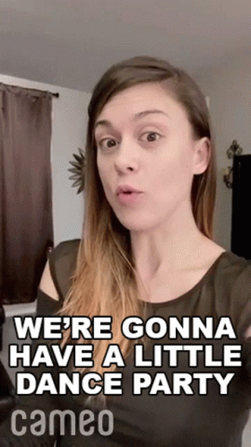 Woman In Black Dress Says Little Dance Party GIF