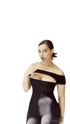 Woman in Black Dress Surprised
