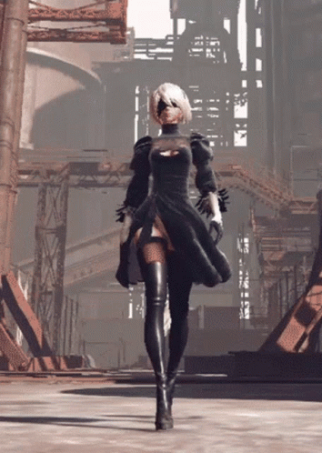 Woman in Black Dress Walking in Video Game
