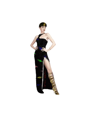 Woman in Black Dress with Hands on Hips