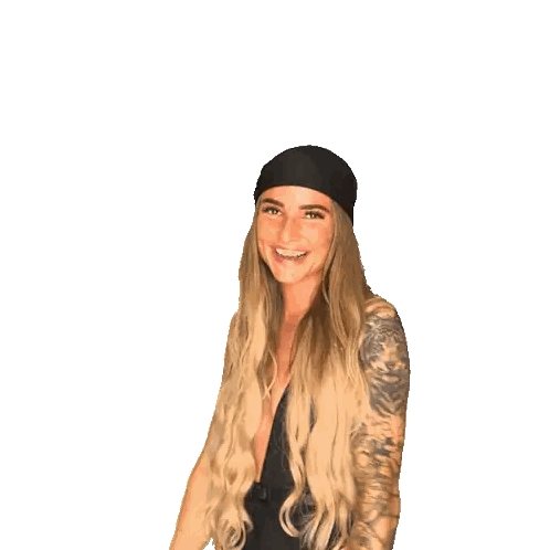 Woman in Black Hat and Swimsuit Laughing
