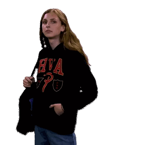 Woman in Black Hoodie Saying Hva