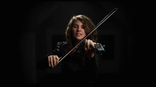 Woman In Black Jacket Playing Violin GIF