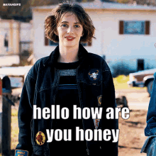 Woman In Black Jacket Saying Hello How Are You Honey GIF