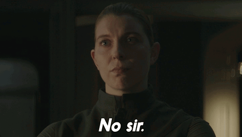Woman in Black Jacket Saying No Sir