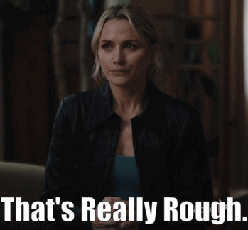 Woman in Black Jacket Saying That's Really Rough