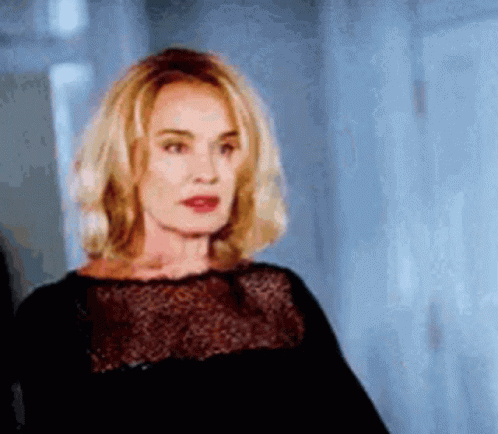 Woman In Black Lace Top GIF