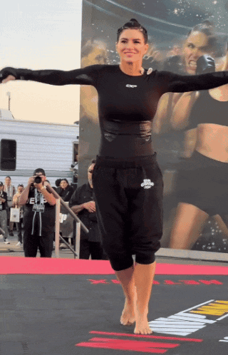 Woman in Black Outfit with CF