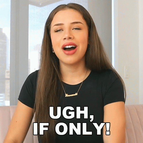 Woman in Black Shirt and Necklace Saying Ugh If Only