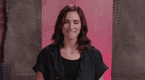 Woman in Black Shirt Making Face