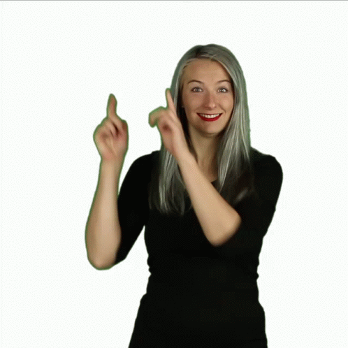 Woman in Black Shirt Pointing Up