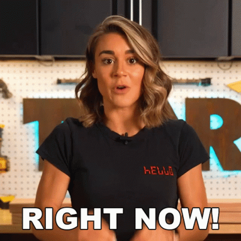 Woman In Black Shirt Saying Hello Right Now GIF