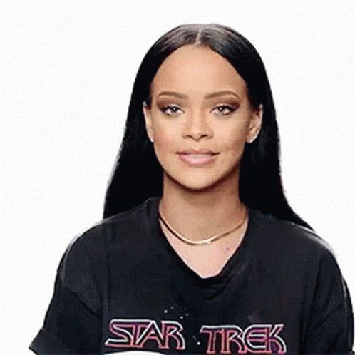 Woman In Black Star Trek Shirt Funny Face GIF