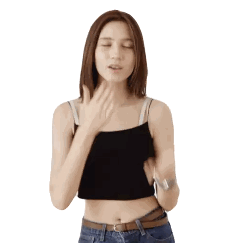 Woman in Black Tank Top and Blue Jeans Making Gesture