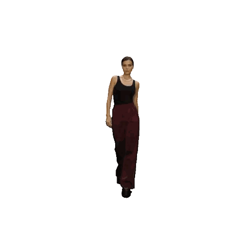 Woman in Black Tank Top and Burgundy Pants