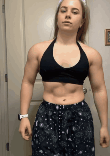 Woman In Black Top And Shorts GIF