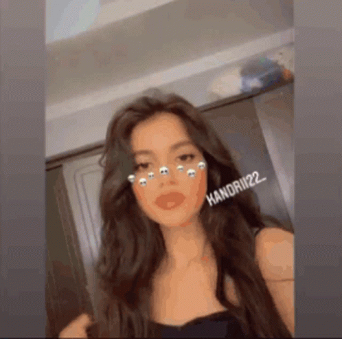 Woman in Black Top with Long Brown Hair and Filter