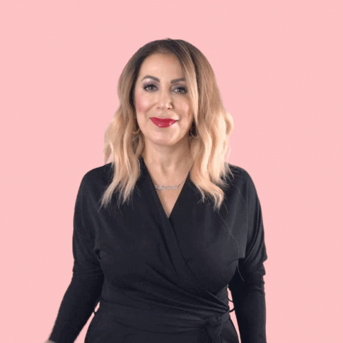 Woman in Black Wrap Top Giving High Five