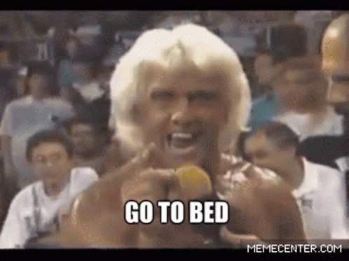 Woman in Blonde Wig Saying Go To Bed