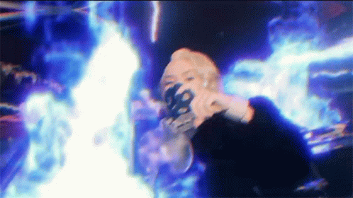 Woman In Blue And White Lightning Storm GIF