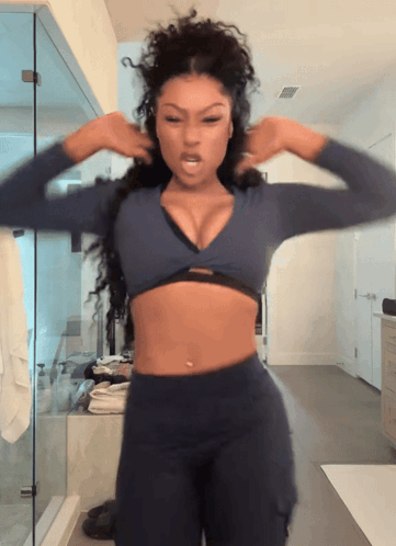 Woman in Blue Crop Top