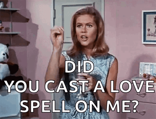 Woman In Blue Dress Asking About Love Spell GIF