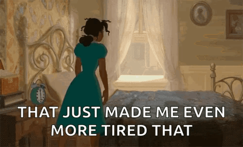Woman In Blue Dress Saying Just Made Me Even More Tired GIF