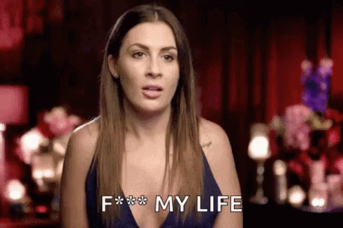 Woman In Blue Dress Says F My Life GIF