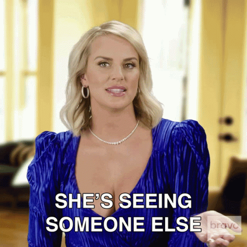Woman In Blue Dress Says She's Seeing Someone Else GIF