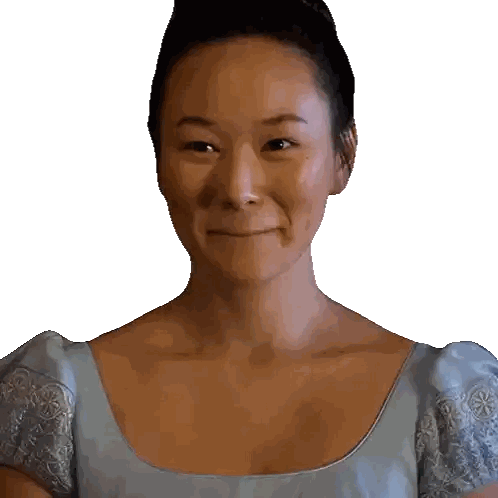 Woman in Blue Dress Smiling Eyes Closed