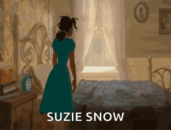 Woman in Blue Dress Standing in Bedroom