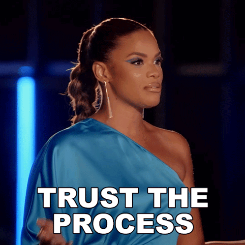 Woman in Blue Dress Trust The Process