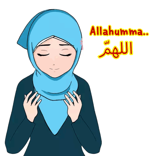 Woman in Blue Hijab Praying Allahumma