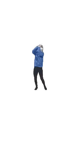 Woman in Blue Jacket and Black Pants Dancing
