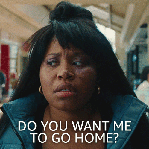 Woman In Blue Jacket Asking Do You Want Me To Go Home GIF