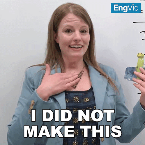 Woman In Blue Jacket Holding Toy Frog Says I Did Not Make This GIF