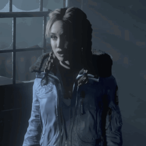 Woman In Blue Jacket Says First GIF