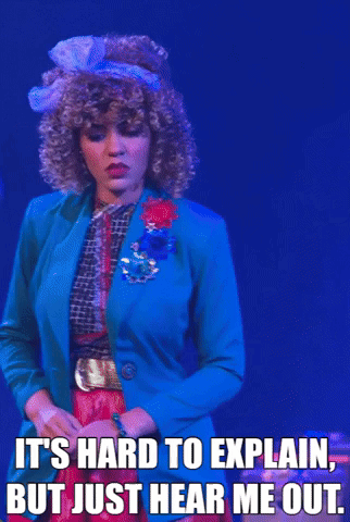 Woman In Blue Jacket Says It's Hard To Explain But Just Hear Me Out GIF