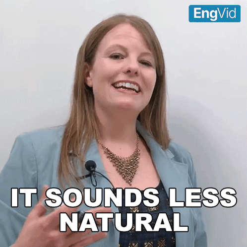 Woman In Blue Jacket Smiling Says It Sounds Less Natural GIF